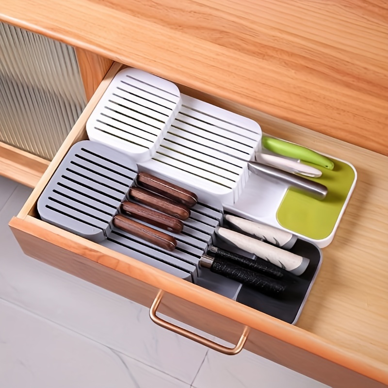 Kitchen Drawer Knife Organizer Knife Storage Tray - Temu