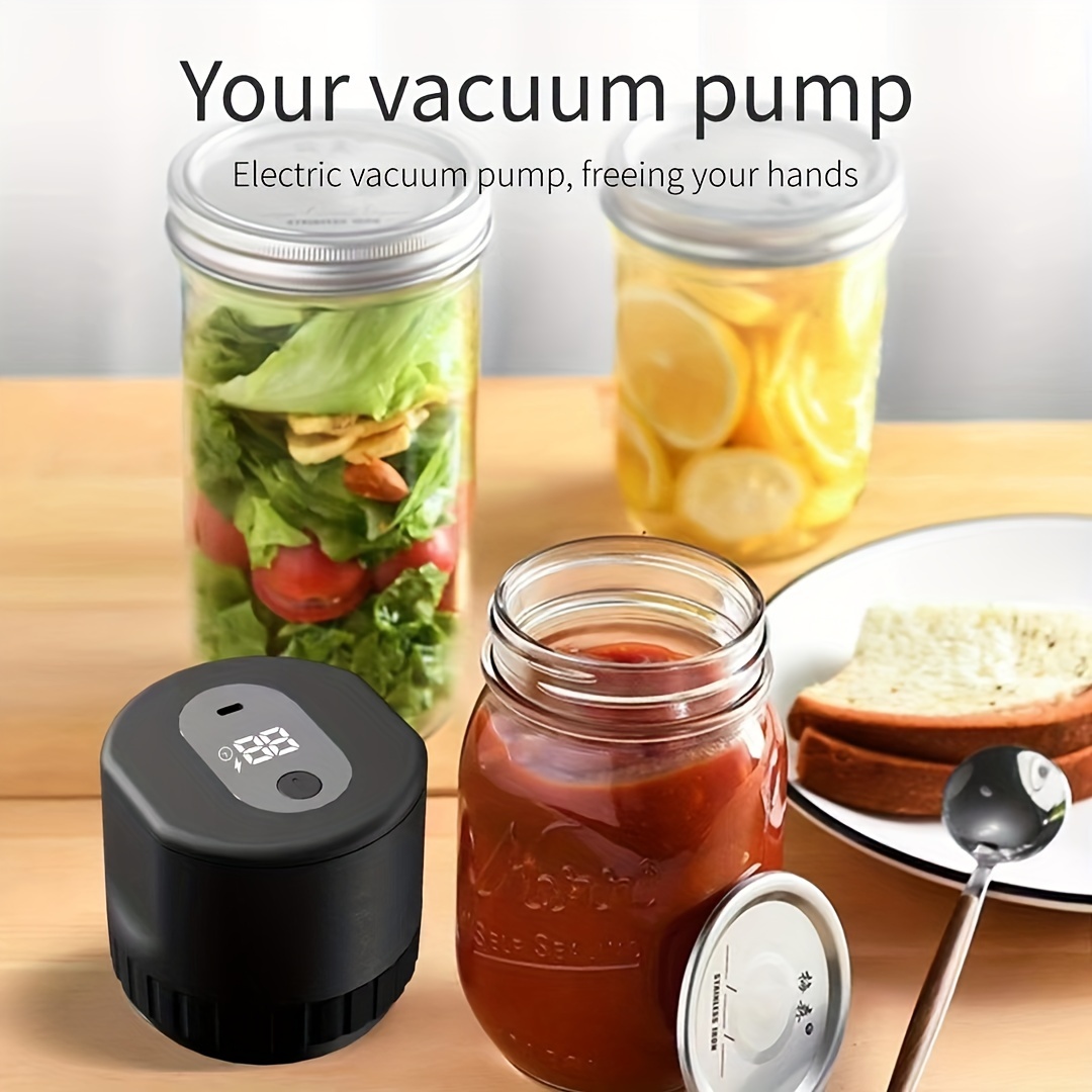 Electric Mason Jar Vacuum Sealer, Cordless Vacuum Sealer Kit For Wide Mouth  And Regular Bore Mason Jars For Food Storage And Fermentation, Black - Temu