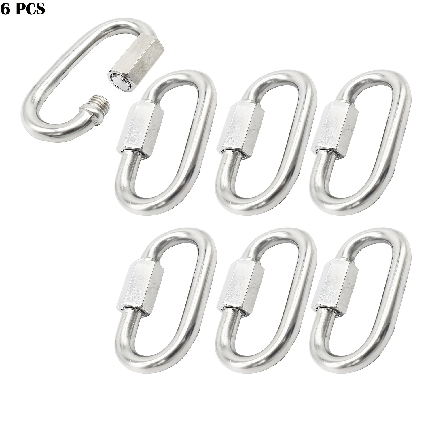 6 Pcs Carabiner Clip Spring Snap Hook - 304 Stainless Steel Quick