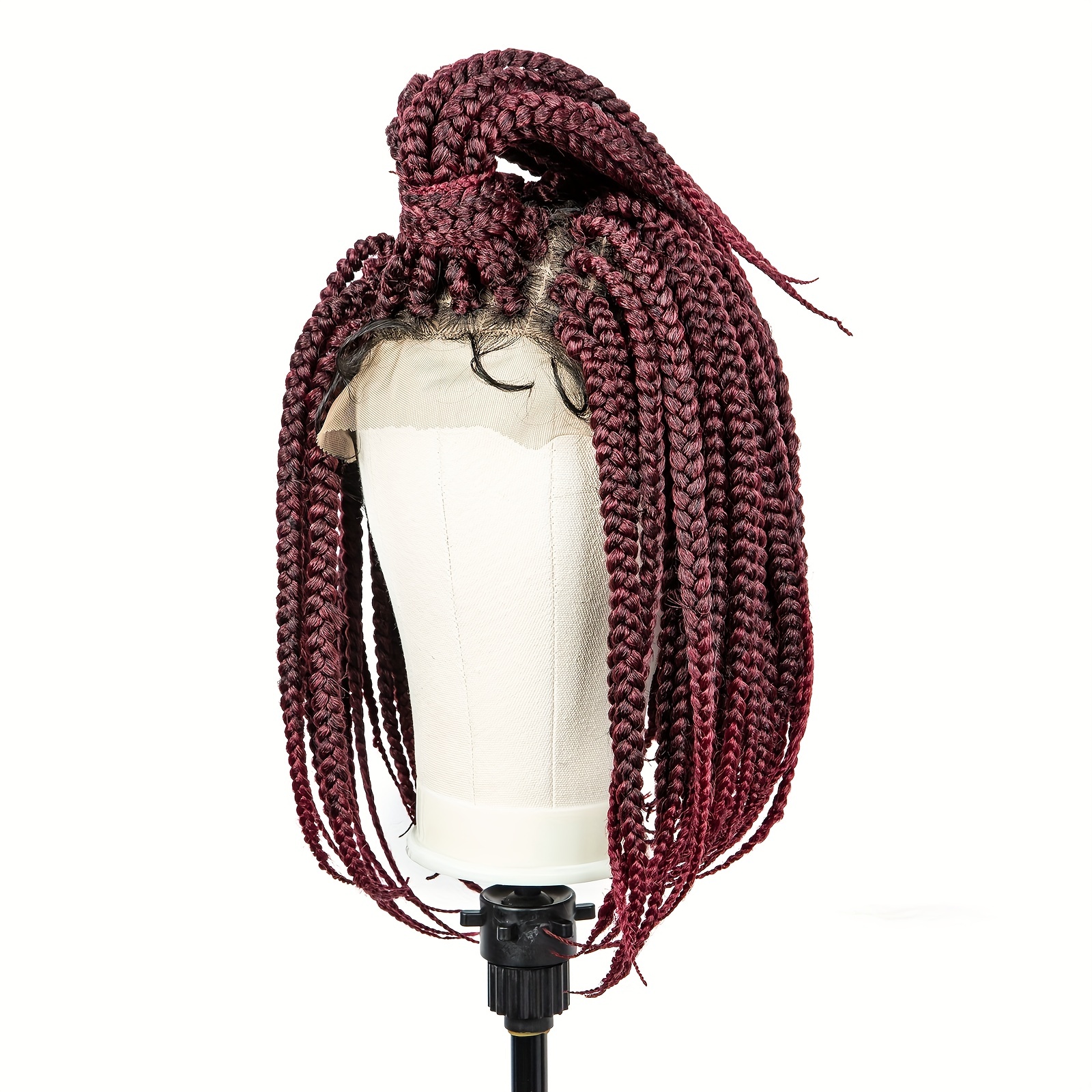 Top Cornrows C Cut Braid Wig Fulani Feedin Braided Box Braids Lace Front Wig  Color Burgundy Red 22 Inches 