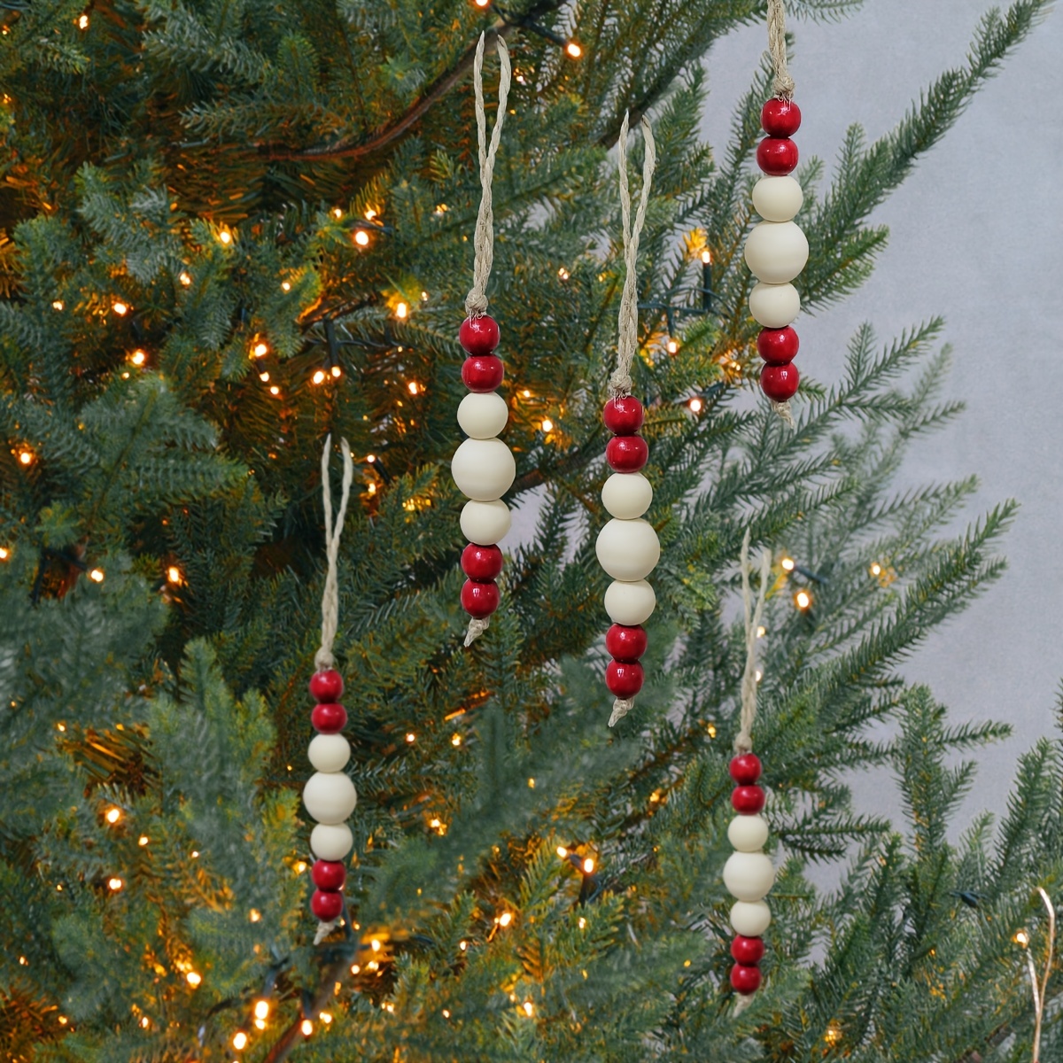 Christmas Tree Ornaments Made Wooden Beads Christmas - Temu