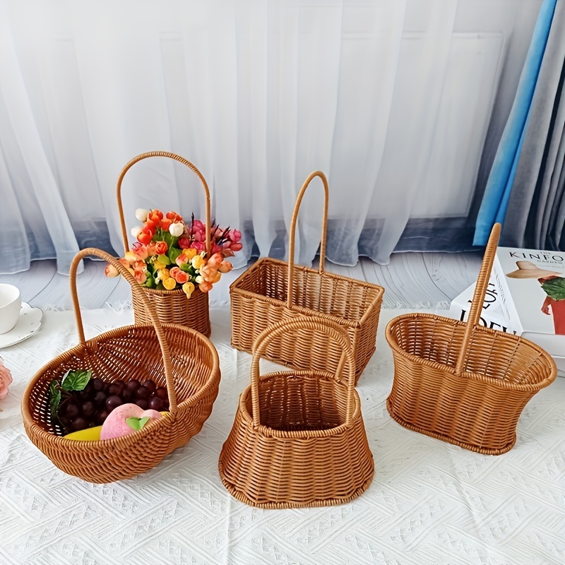 Woven Storage Baskets, Rattan Storage Baskets for Kitchen, Storage
