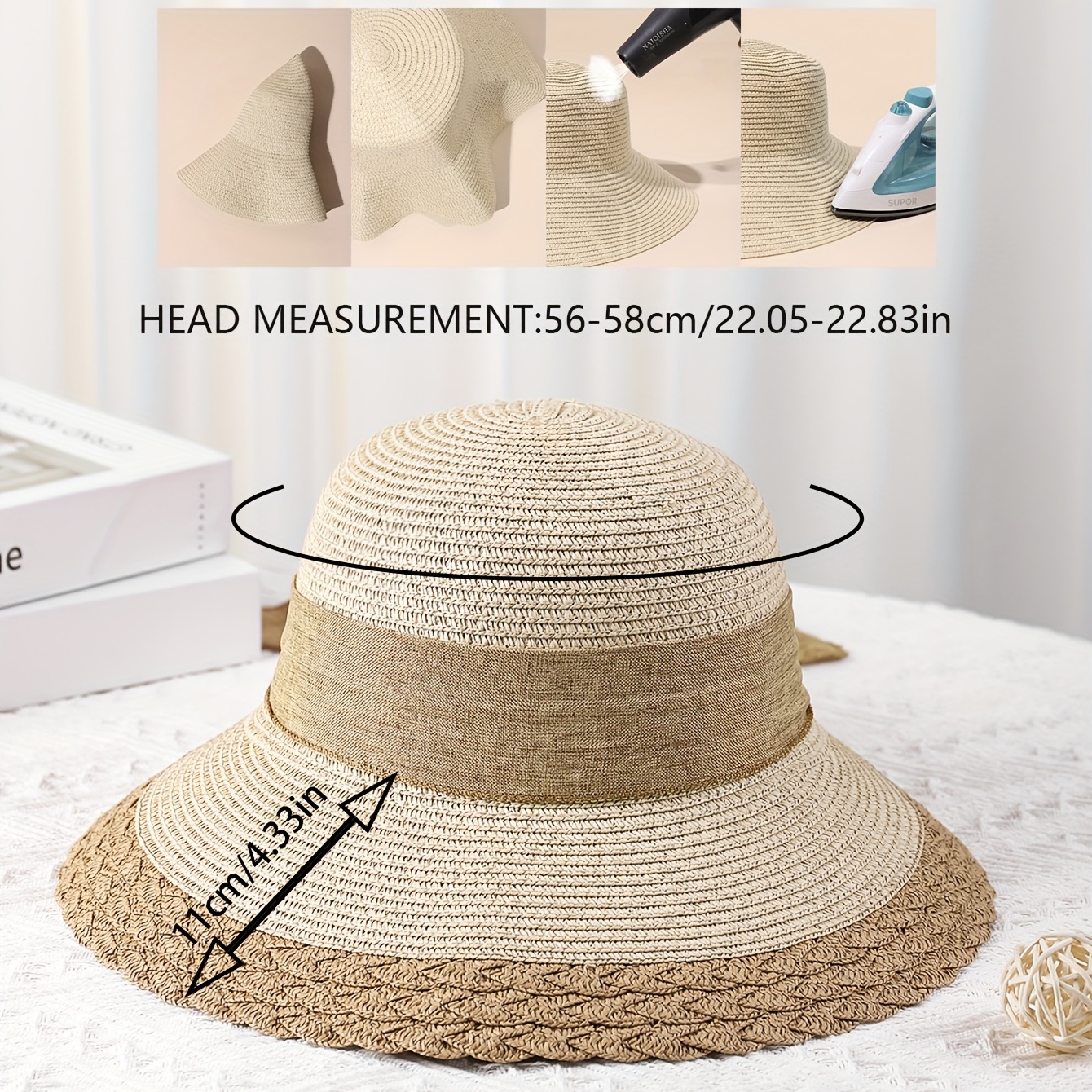 Wide Brim Straw Sun Hat Ribbon Bow Travel Beach Hat