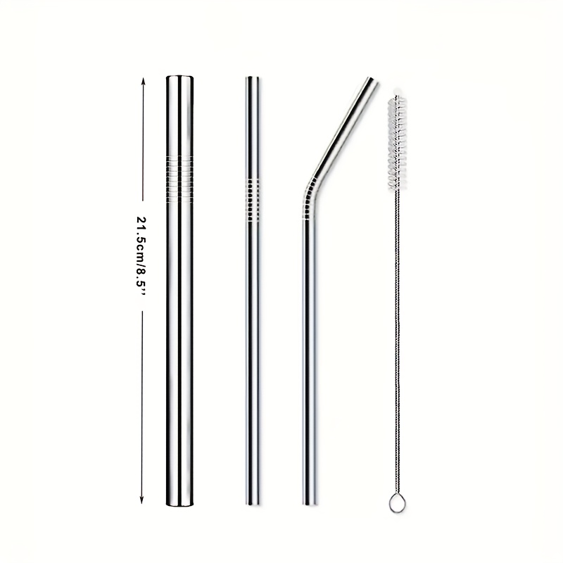 14 Piece Reusable Stainless Steel Metal Straws with Cleaning