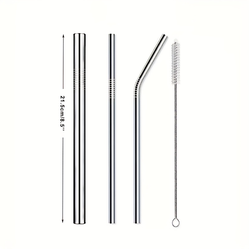 20 Pcs Black Reusable Stainless Steel Straws,10.5 & 8.5 Reusable