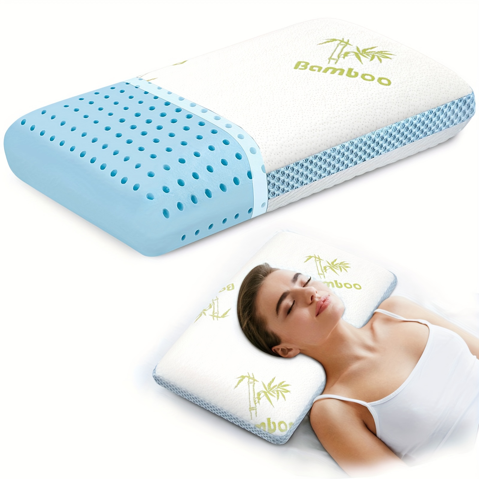 Memory Foam Pillow - Ventilated, Premium Bed Pillows With Washable And  Bamboo Pillow Cover, Cooling, Orthopedic Sleeping, Side And Back Sleepers -  Dorm Room Essentials - Temu