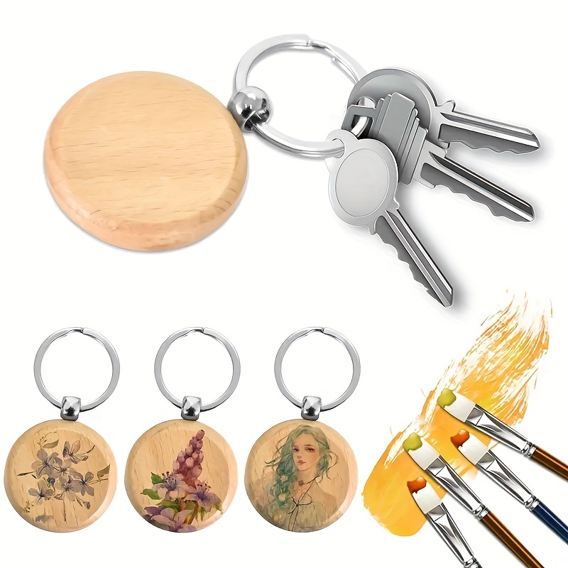 30pcs Wood Keychain Blanks, 3 Shapes Laser Engraving Blanks Key Chain, Wood  Keychains Bulk For DIY Crafts Gift, Various Keychains And Key Tags
