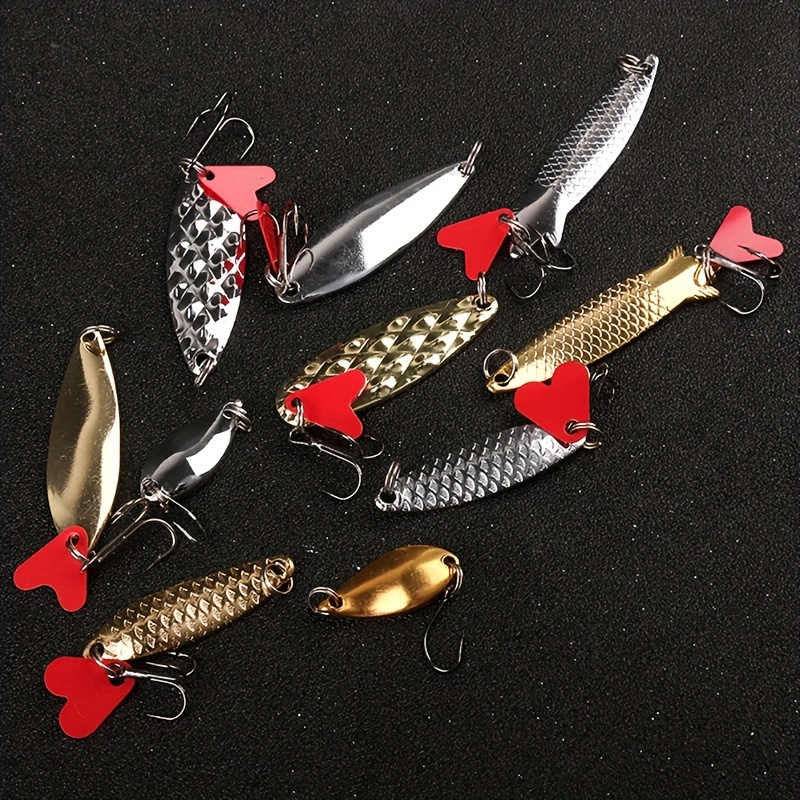 Lot of 7 Vintage Metal Fishing Lures Trout Spoon, Spinner Baits Bass Tackle