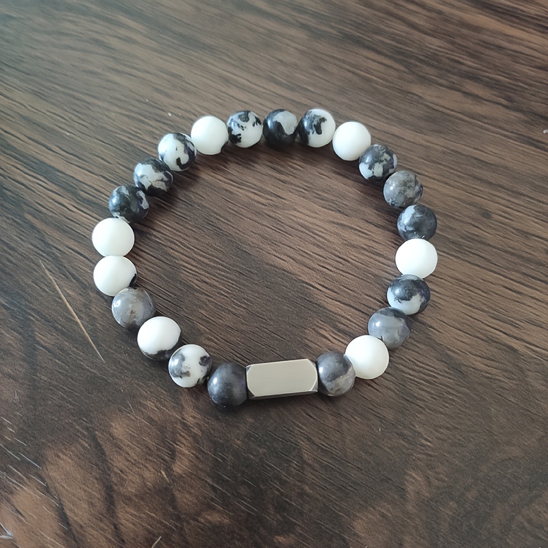 Natural Stone Bracelet with Custom Engraving