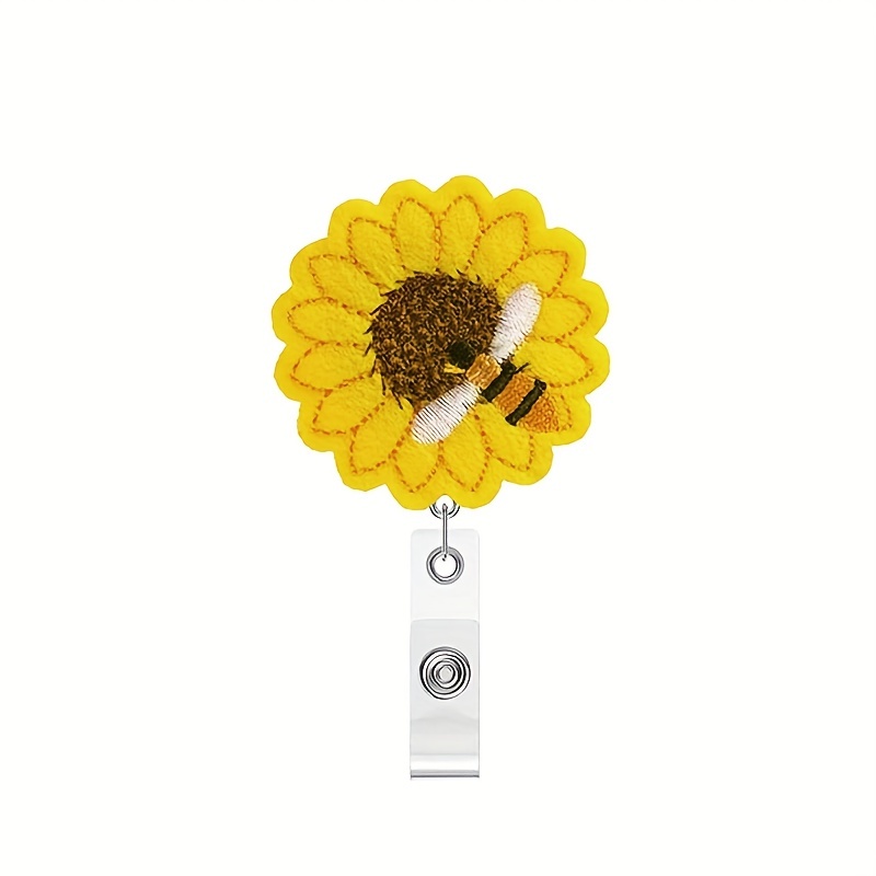 1pc Sunflower Retractable Badge Reel Retractable Badge - Temu