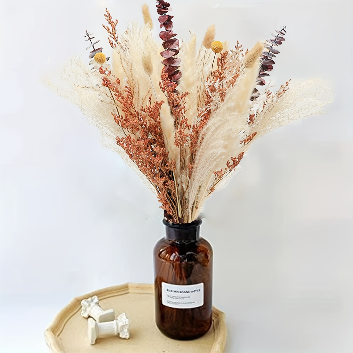 Ramo de flores secas 100% naturales | Ramo de decoración bohemia para el  hogar | Arreglos florales de 17 pulgadas para decoraciones de boda del hogar