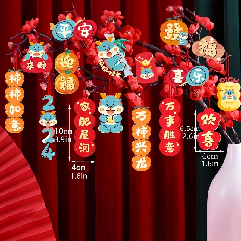 16pcs Festive Chinese New Year Hanging Decorations, Paper Peach Spring  Festival Pendants, No Electricity Needed, Featherless, for Shopping Mal