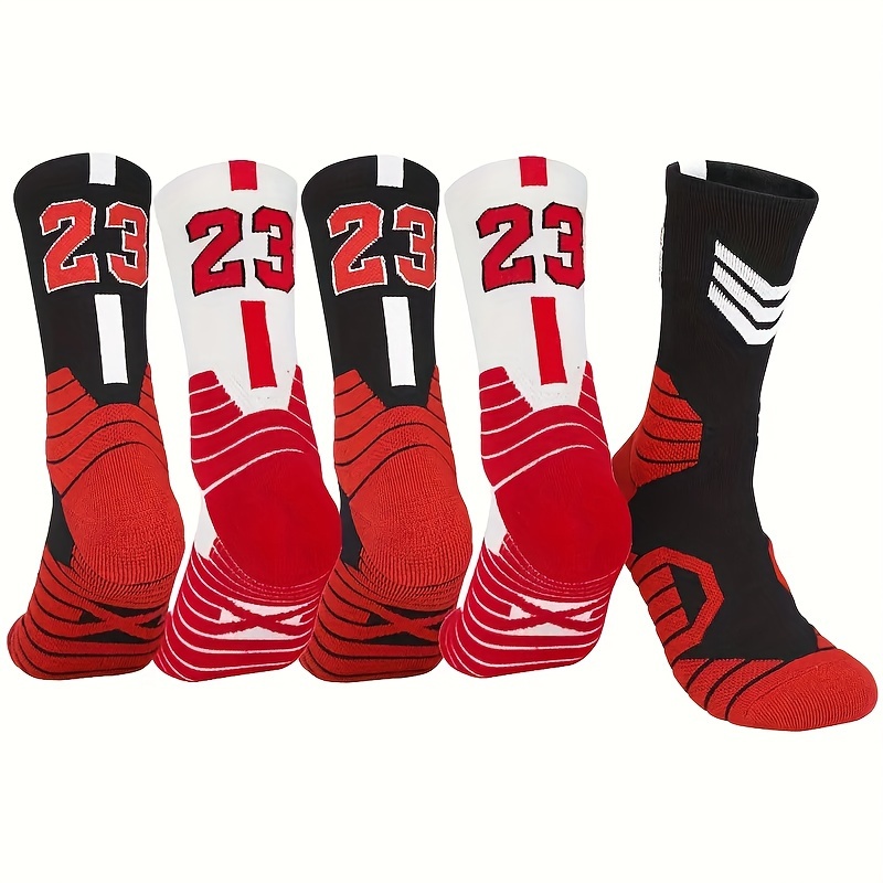 

2pcs Men's #23 Professional Basketball Socks - Cushioned, Breathable Polyester & Spandex , Fashion Letter Pattern