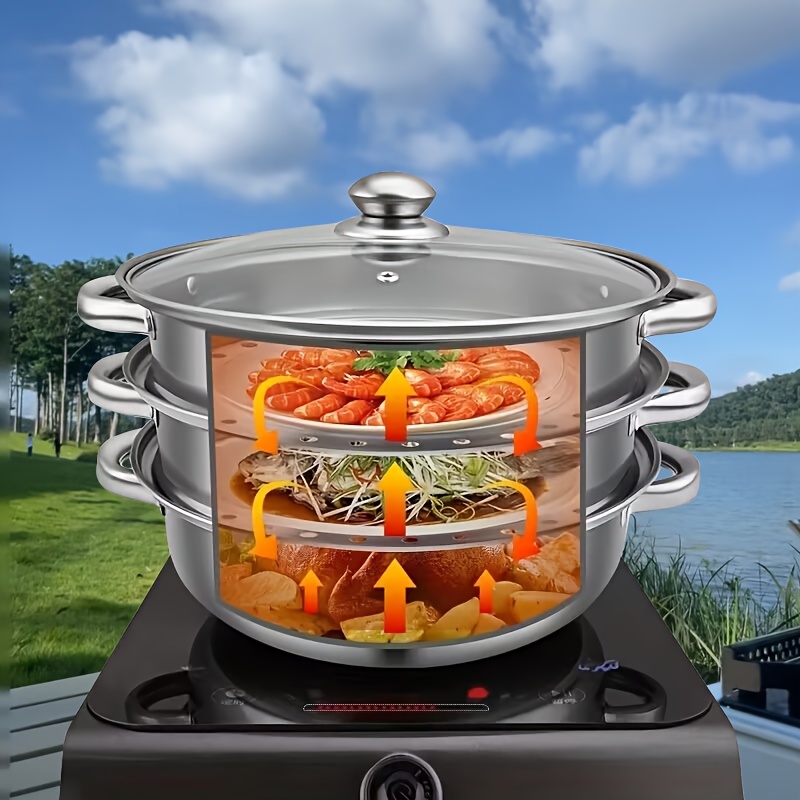 Cuiseur vapeur électrique domestique, cuiseur vapeur pour aliments, cuiseur  vapeur multifonctionnel, acier inoxydable à trois couches, grande capacité,  cuiseur à légumes - AliExpress