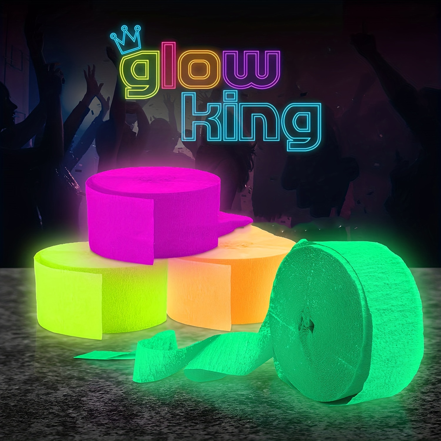 Glow Neon Party Supplies Luminous Tape Paper Tassel Garland Glow In Dark  Sticker Neon Tape Birthday Wedding Party DIY Decoration