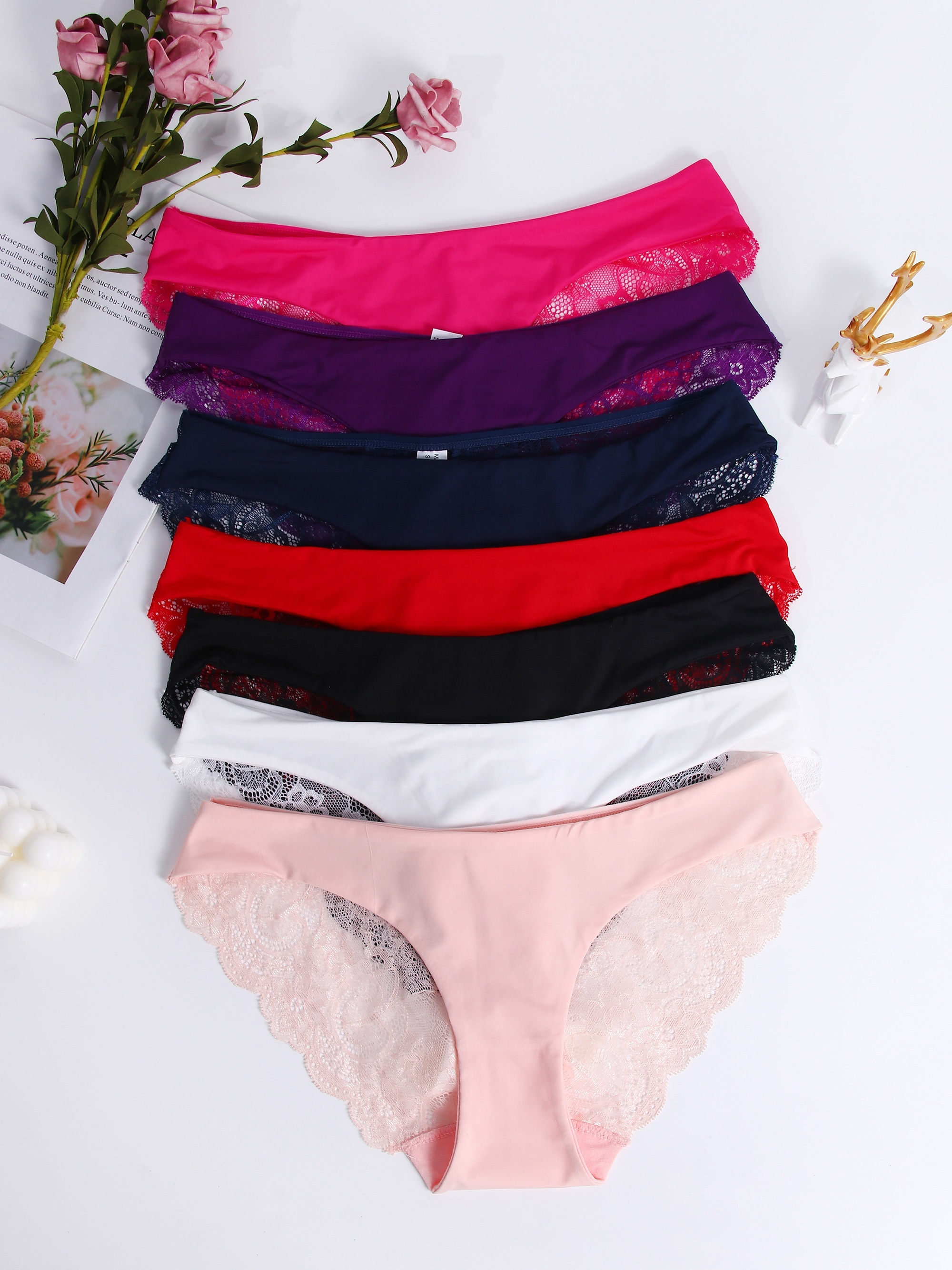Lace Stitching Boyshort Panties Soft Comfortable Scallop - Temu