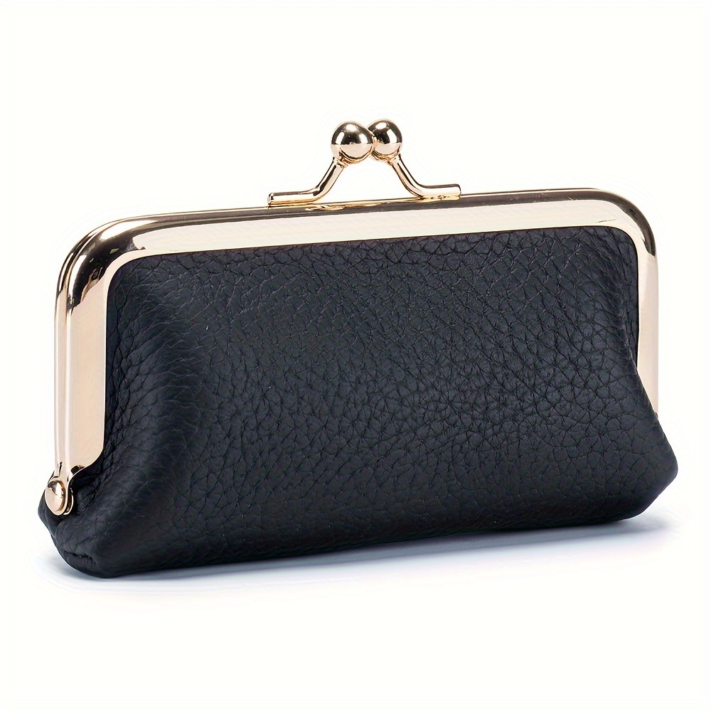 Vintage Leather Coin Purses Women Mini Evening Bag Kiss Lock Temu