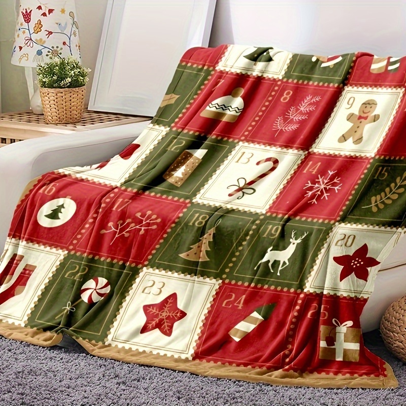 Vintage Christmas Print Blanket Flannel Blanket Soft Warm Temu