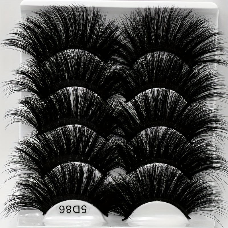 5 Pairs Faux Mink Eyelashes Lengthening Thickening False Eyelashes