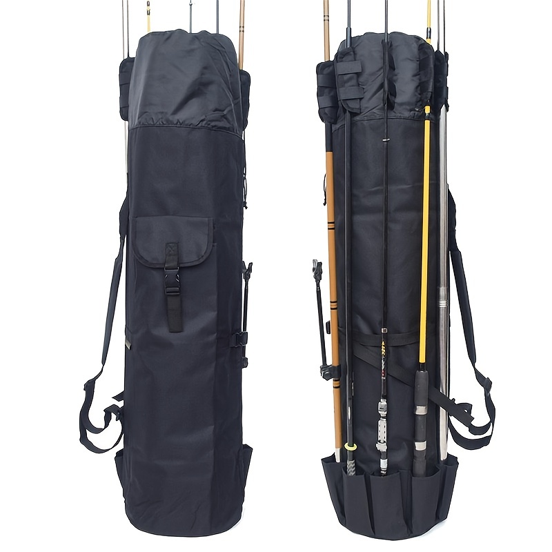 卸し売り購入 Durable Canvas Fishing Rod & Reel Organizer Bag Travel Carry Case Bag-  Black 海外 即決