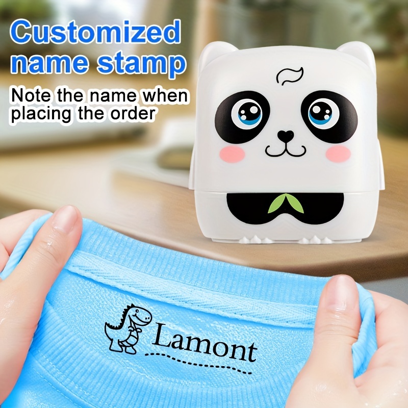 Panda Clothing Stamp Kids Custom Name Stamp for Kids Kid Clothes Label  Rubber Stamp or Self Inking Stamp 0.5 X 1.5 STC004 