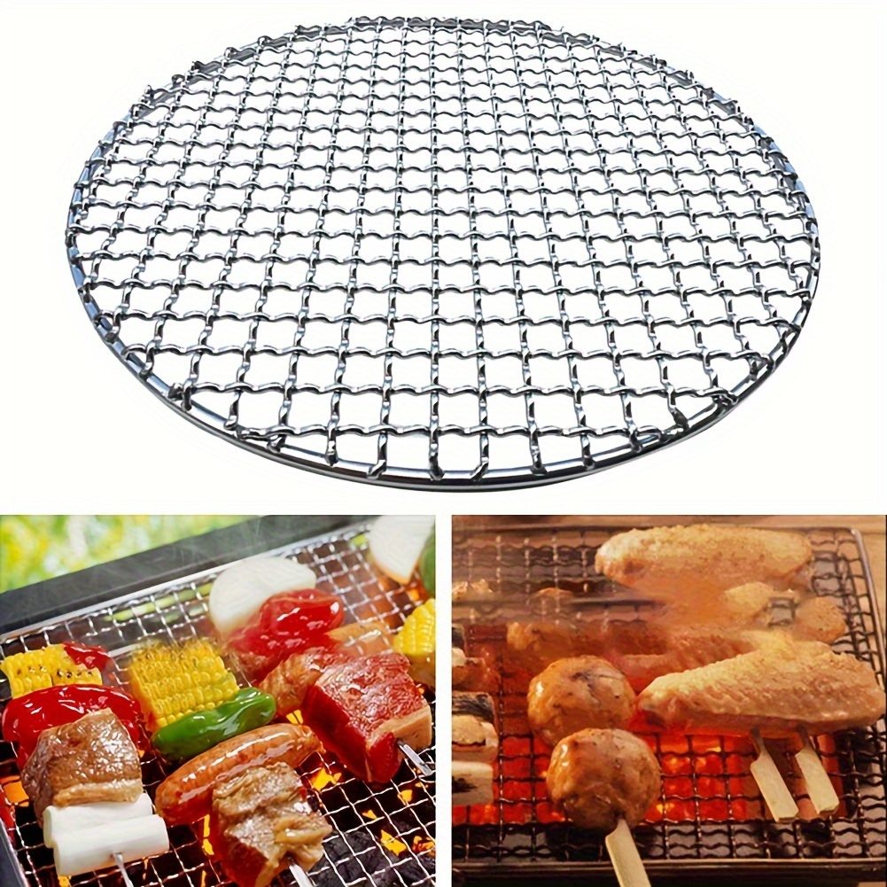 

1pc, Barbecue Mesh, Rustproof Roast Stainless Steel Stackable Round Grill Net, Non-stick Baking Pan, Grill Mesh Rack For Outdoor Camping, Bbq Accessories, Grill Accessories