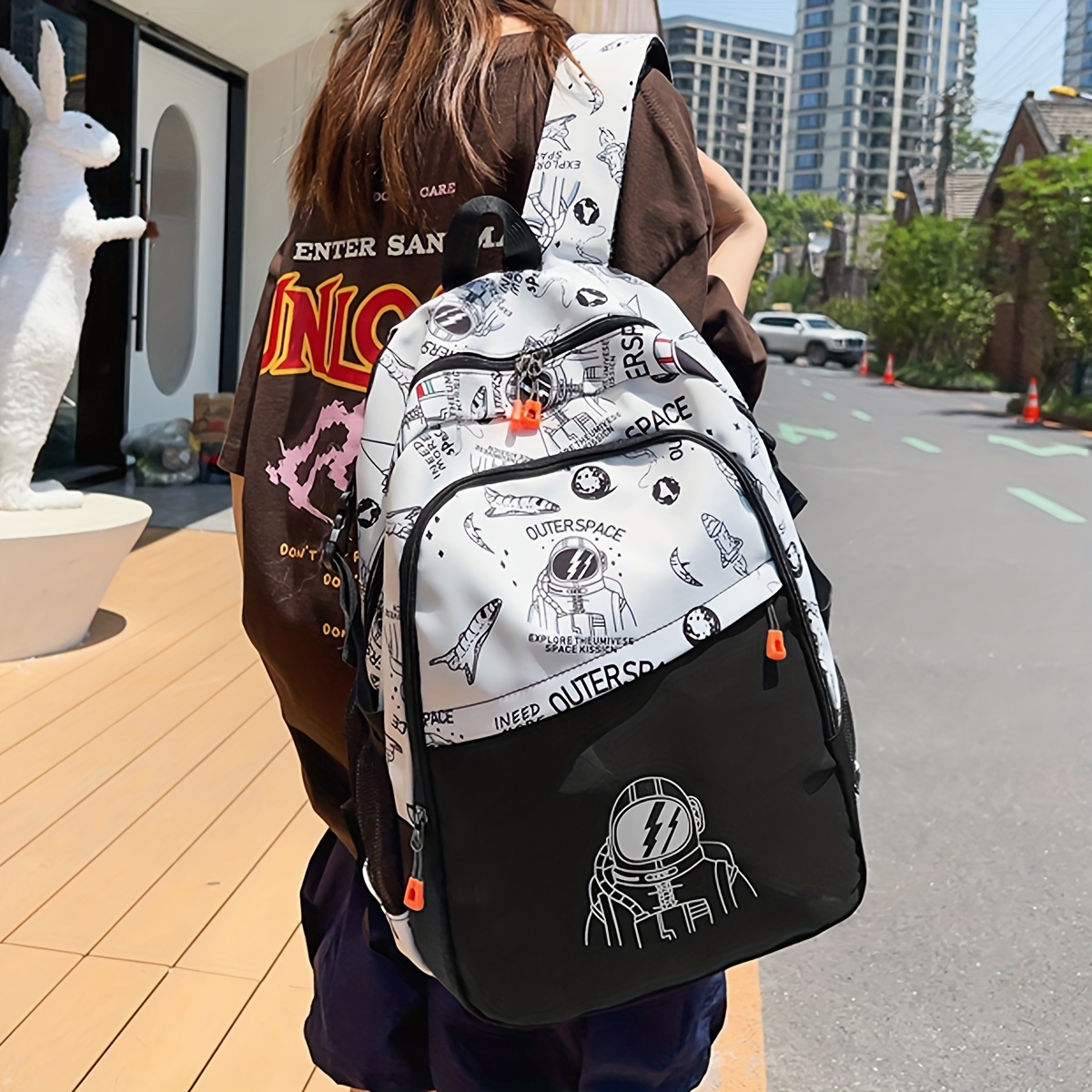 Graffiti Spaceman School Bag Large Capacity Backpack
