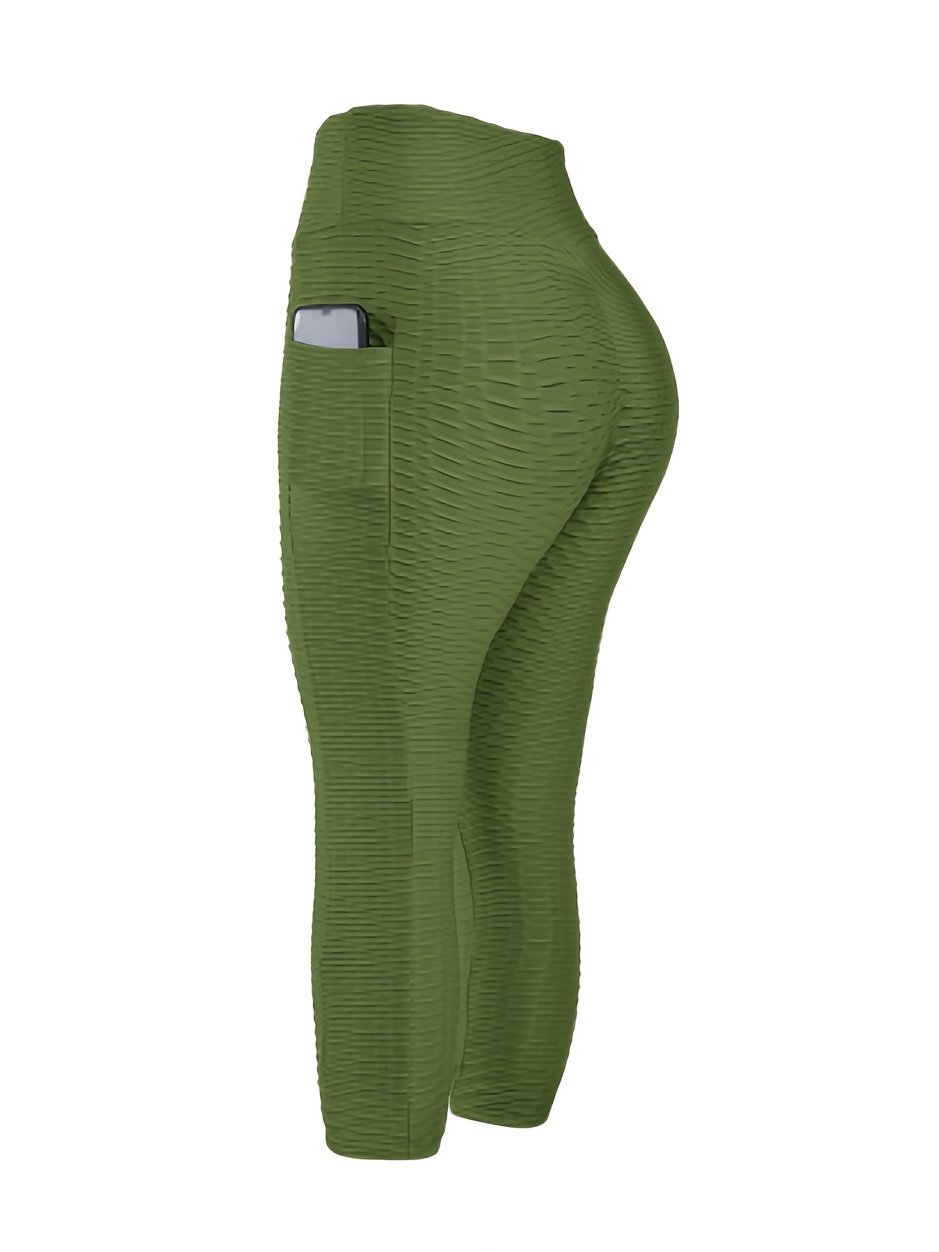 high waist scrunch leggings - army green