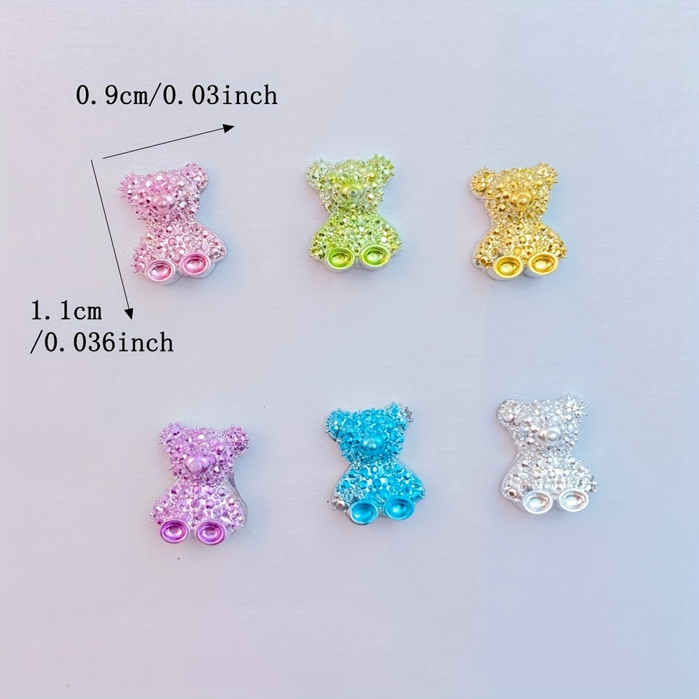 Resin Cute Bear Nail Art Charms 3d Colorful Mini Bear - Temu