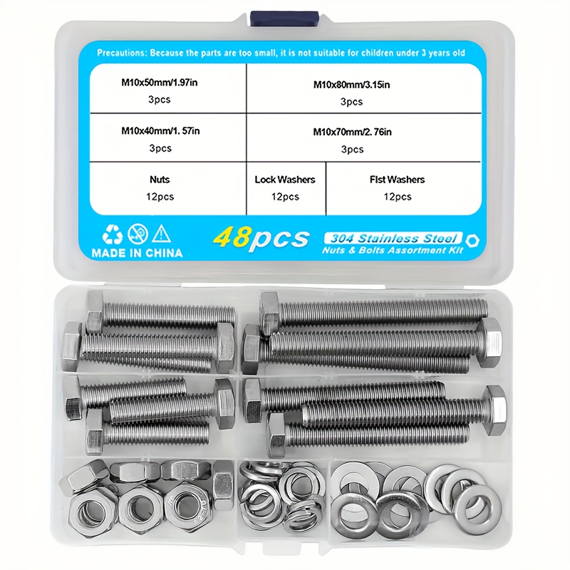 236/584 Stück M6 M8 M10 Schwerlastbolzen Muttern Sortiment - Temu Austria