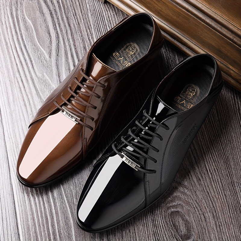  Men's Pointed Toe Shiny Leather Shoes Men's Business Formal  Shoes Plus Size Men's Shoes All-Match Casual Shoes Business Casual Formal  Dress Wedding (Color : Black, Size : 5.5(38))