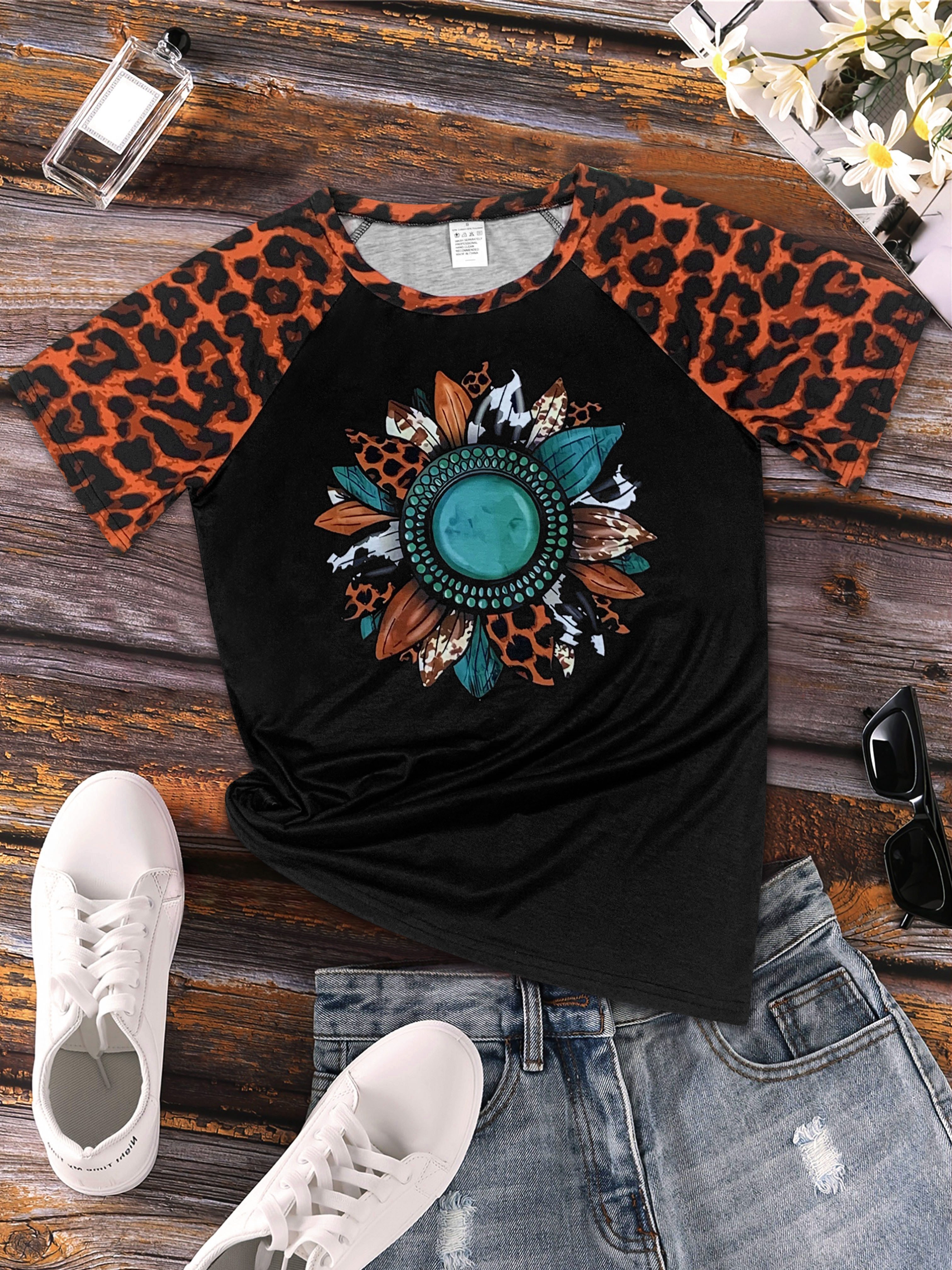 turquoise leopard print shirt