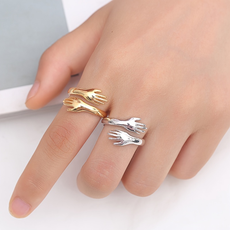 

Minimalist Style Wrap Ring Trendy Embrace Design Golden Or Silvery Make Your Call Suitable For Men And Women Match Daily Outfits