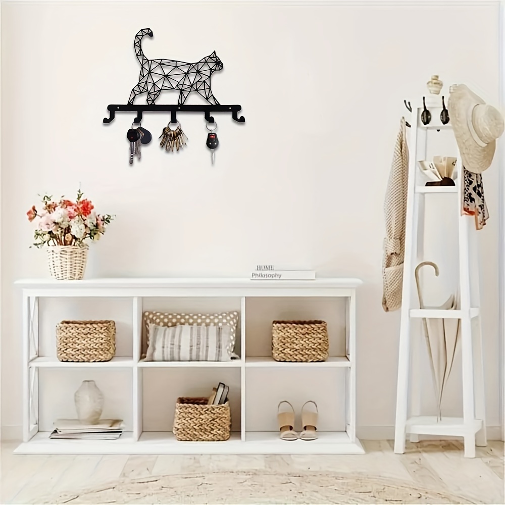 1pc Cat-shaped Wall Mounted Coat Rack, Cute Metal Wall Hanger, Wall Mounted  Hanger, Hat Rack, Key Rack, Clothes Storage Hook, Home Decoration