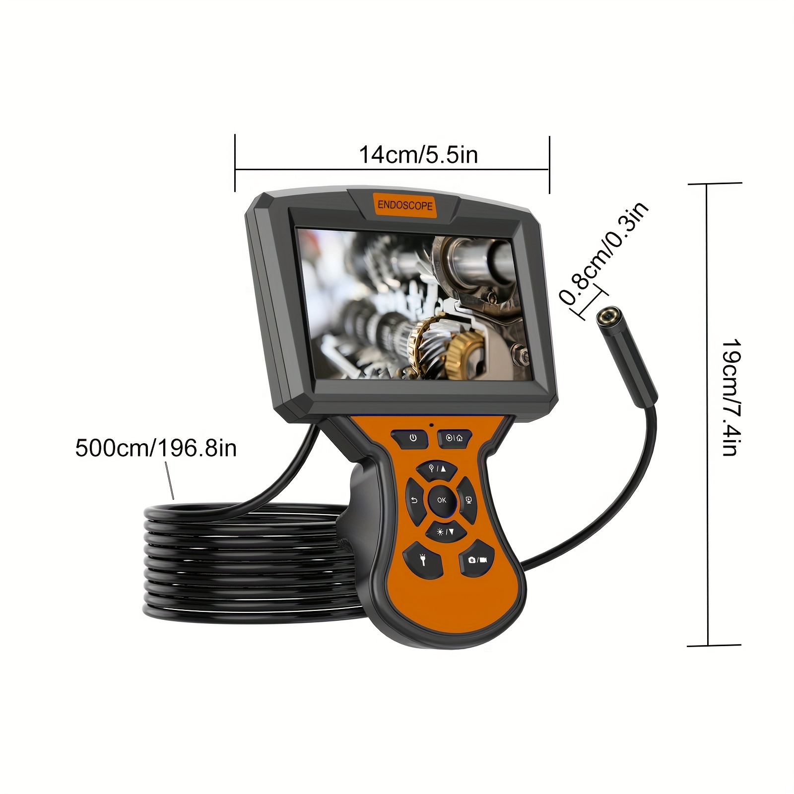  Industrial Endoscope, 1080P HD Digital Borescope Inspection  Camera with 8mm IP67 Waterproof Camera, Sewer Camera with 2.8 IPS Screen,  16.5FT Semi-Rigid Cable. : Industrial & Scientific