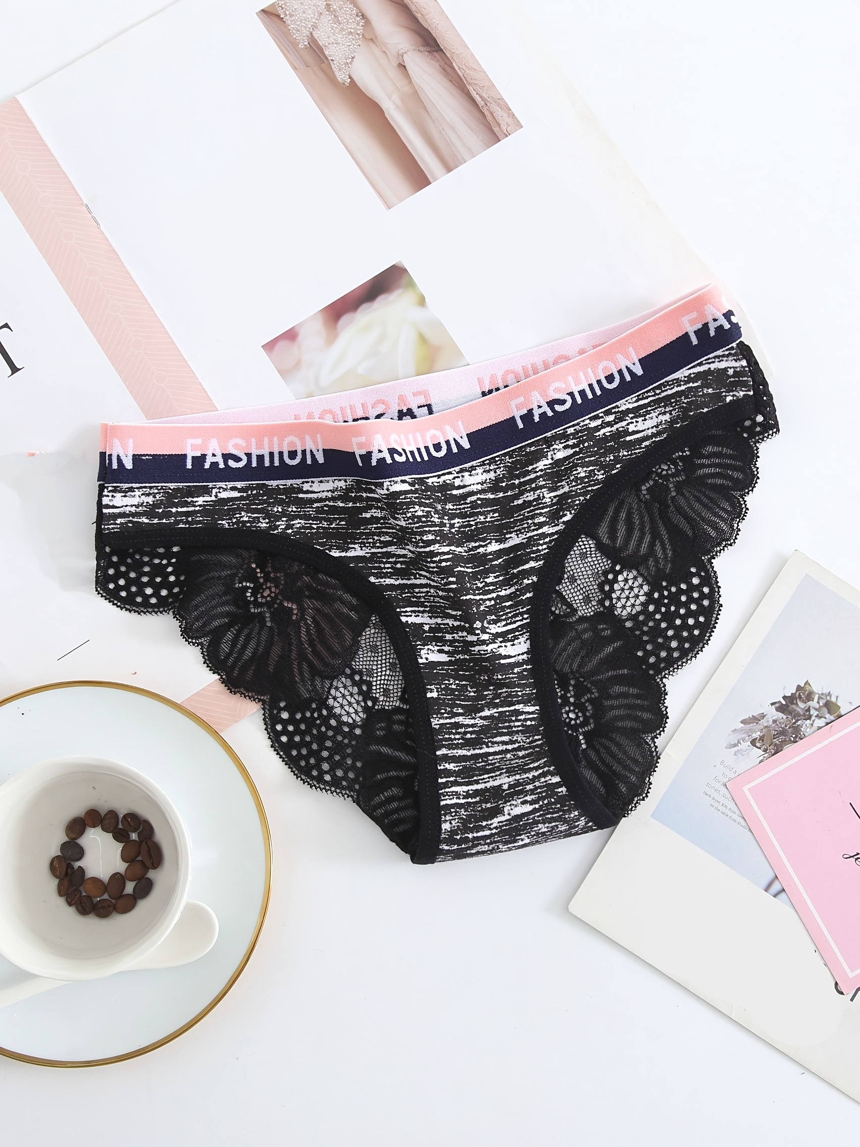 6pcs Letter Tape Cotton Sports Bifes Panties Pack, Women's Underwear &  Lingerie