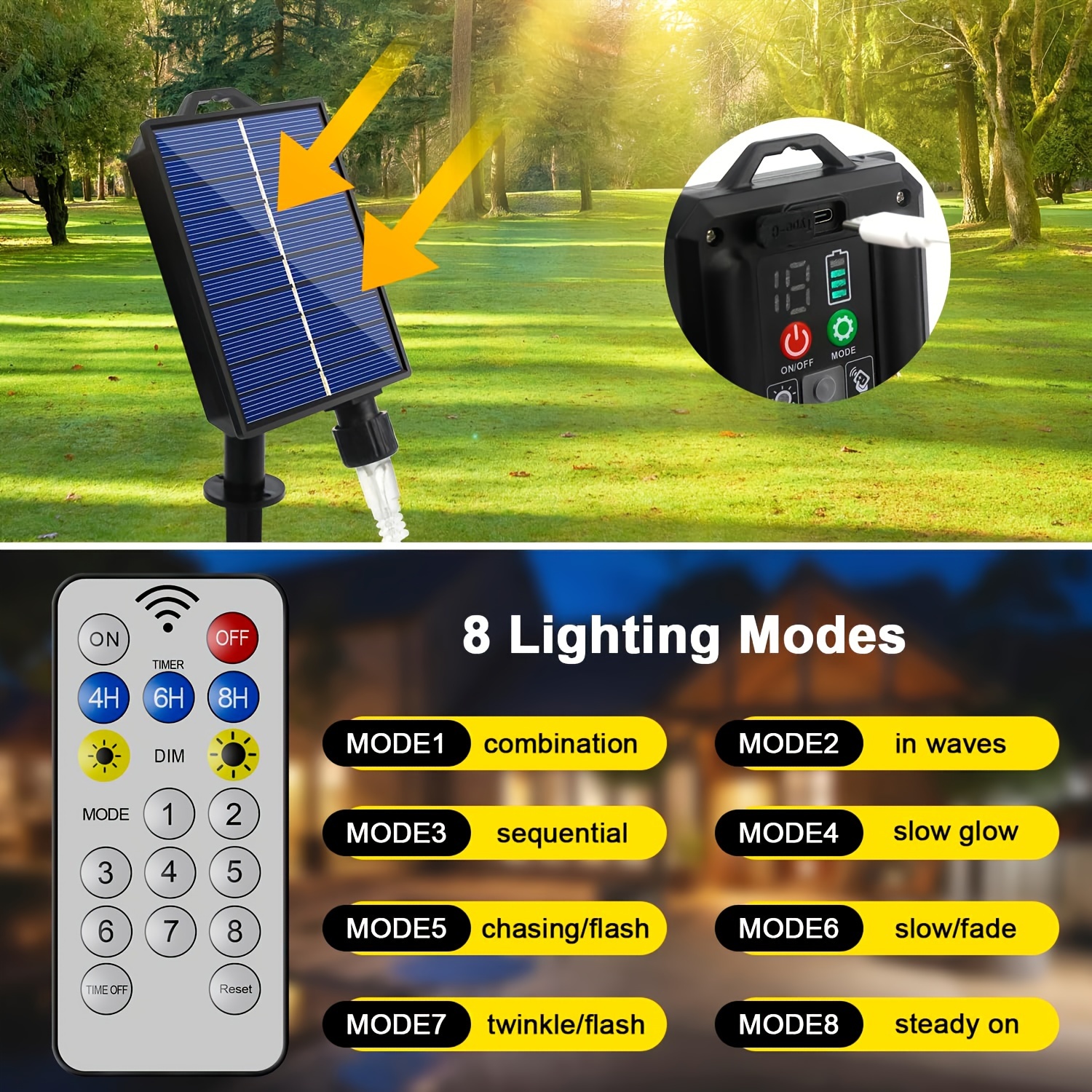 LED Solar Star Waterfall Light String Lights Remote Control