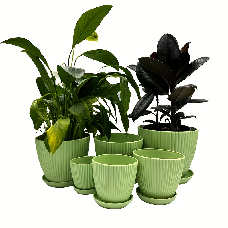 

6 Packs, 7.5/6.5/5.5/4.9/4.2/3.5 Inches Flower Pots, Thick Sturdy Plastic Planters, Indoor/outdoor 6 Sizes Plant Pots With Drainage Holes And Saucers (6 Sizes)