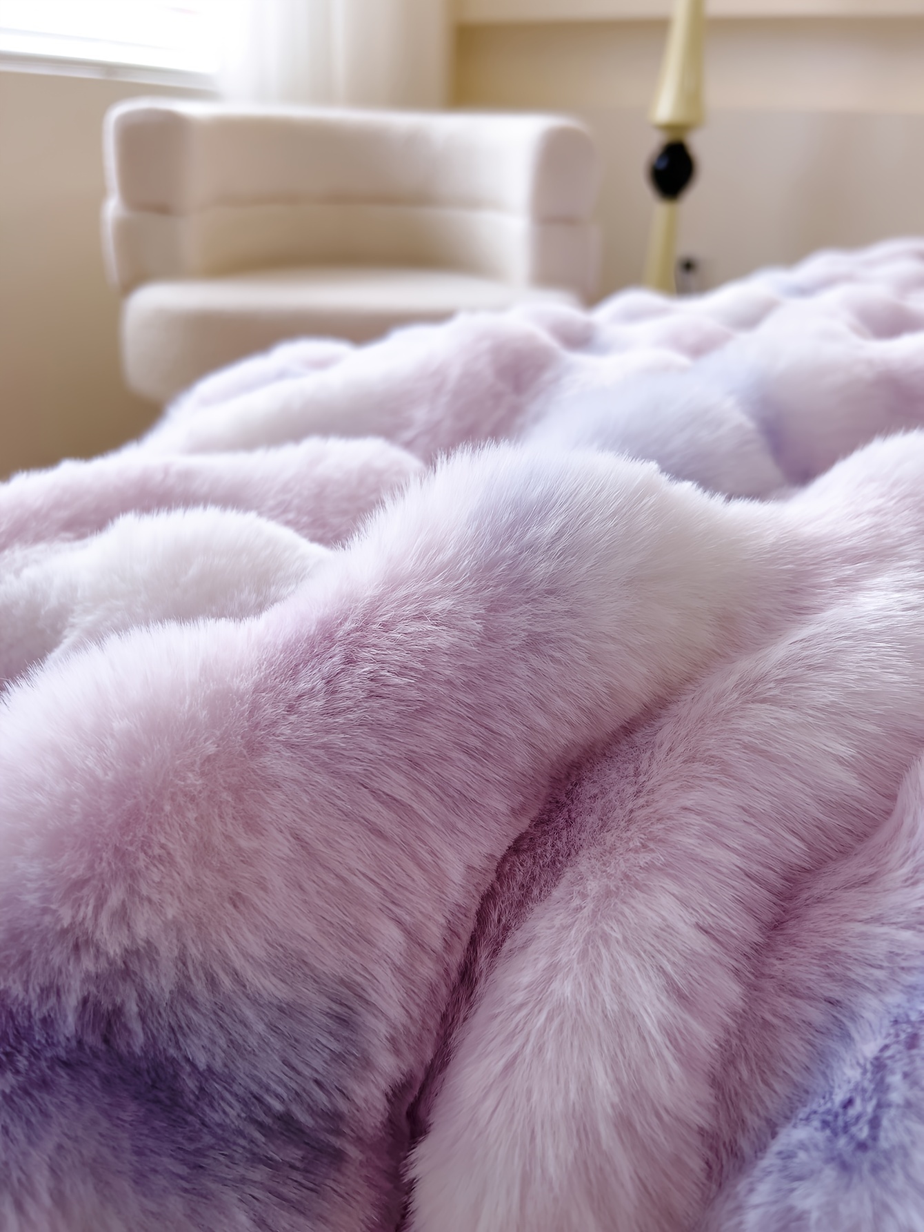 1pc tie dye   rabbit fur blanket shaggy short plush blanket soft fluffy bed blanket sofa blanket nap blanket throw blanket details 10