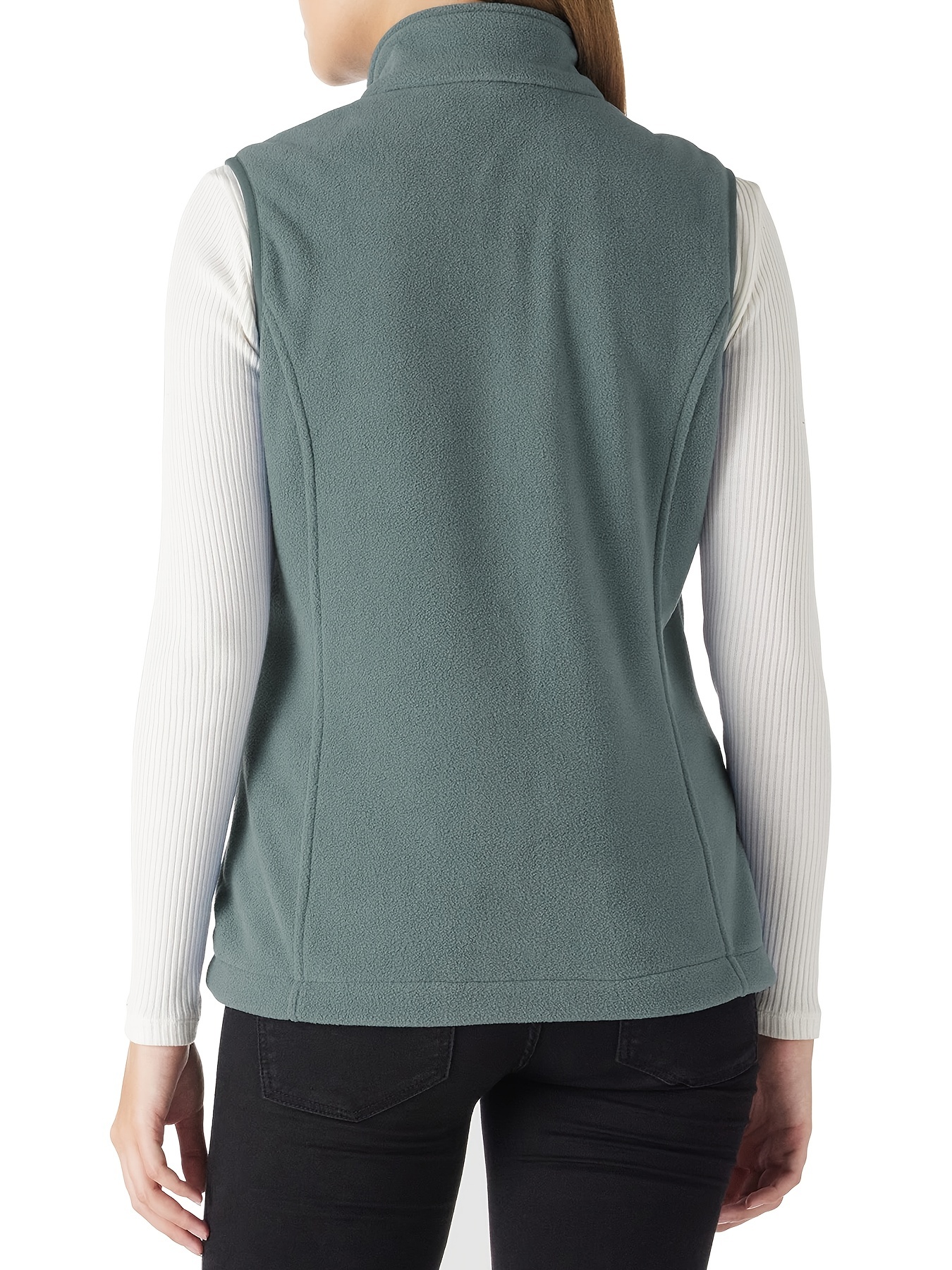 Plain Zip Front Sporty Jackets Sleeveless Pockets Slight - Temu