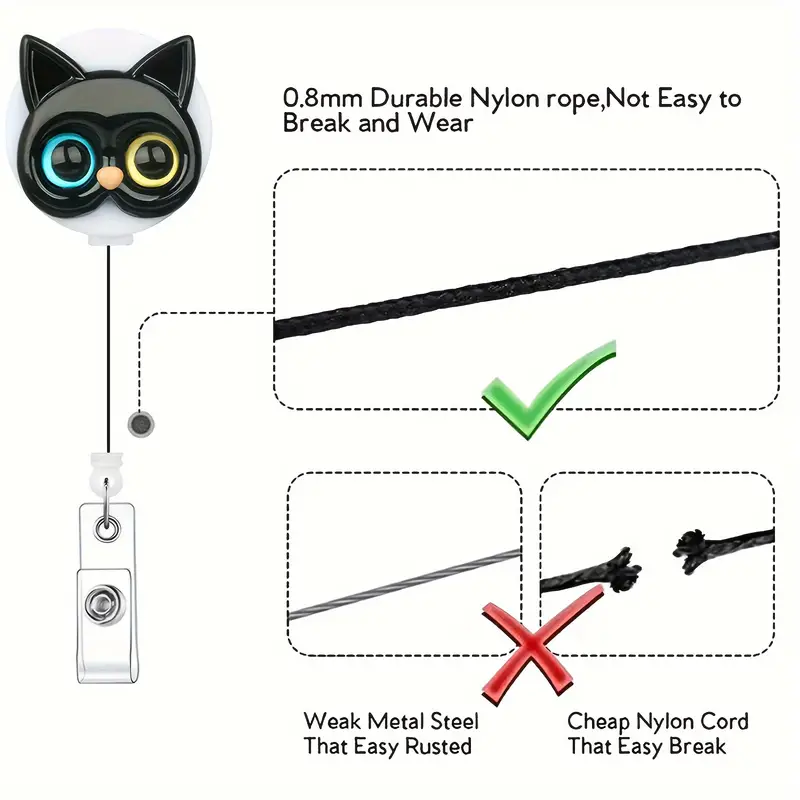Funny Cat Badge Reel Retractable Badge Holder Retractable Id - Temu Canada