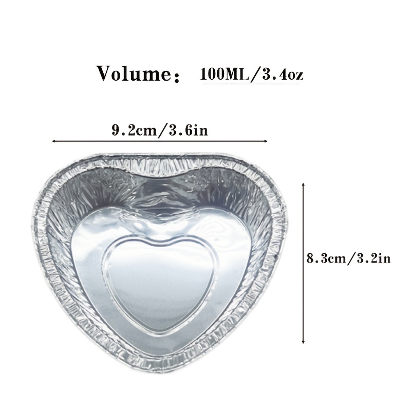 20PCS/set 4.5 Oz Heart Shaped Aluminum Foil Disposable Baking Cups