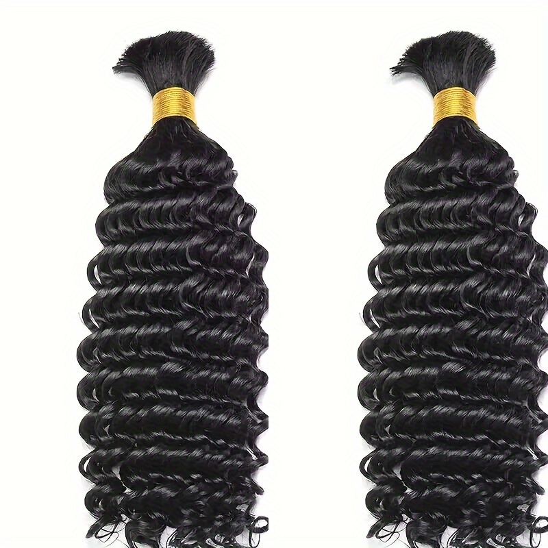 Deep Wave Bulk Human Hair For Braiding No Weft 22-26inch 3.53oz  (2bundles/1pack) Unprocessed Brazilian Virgin Human Hair Bulk For Micro  Braids Wet And