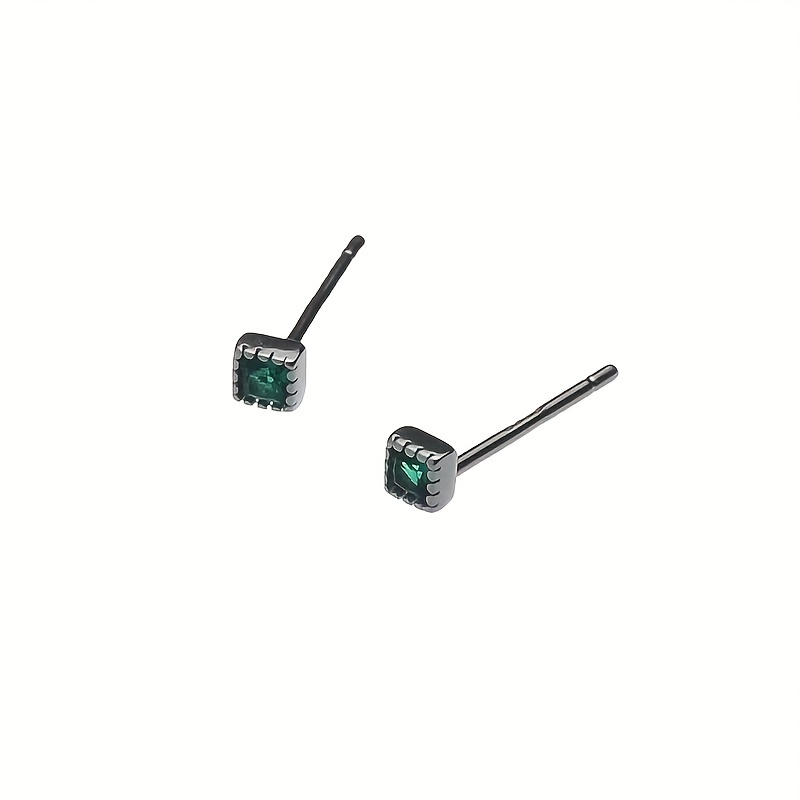 Geometric Zircon Square Stud Earrings For Men
