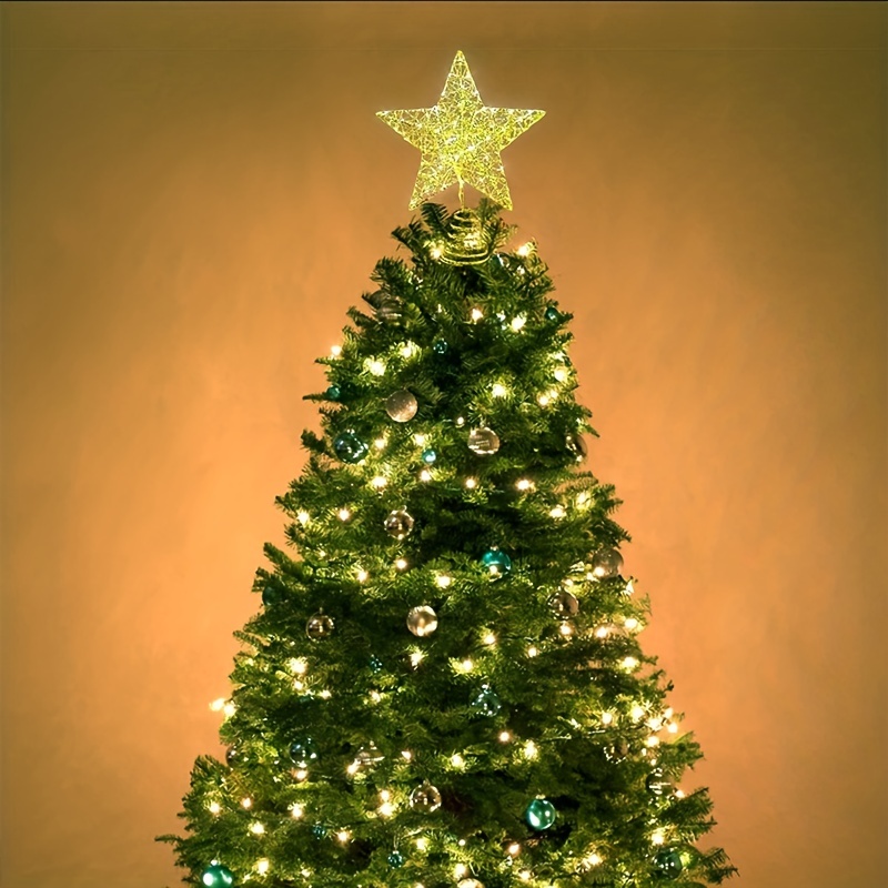 Star Christmas Tree Toppers Lighted Glitter Star Tree Topper Temu