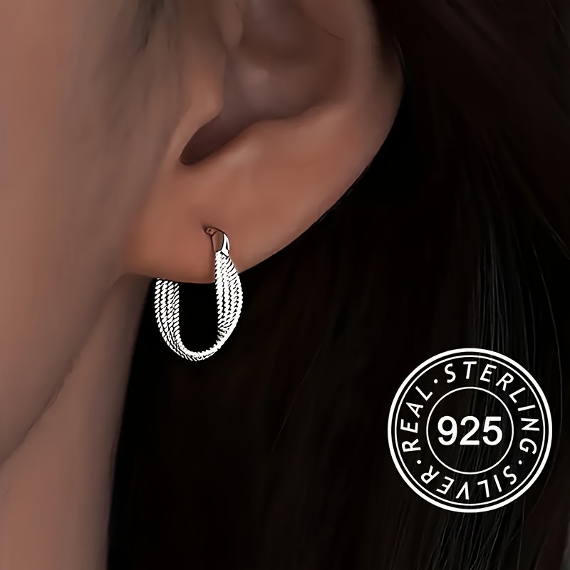 

Boucles d'oreilles créoles hypoallergéniques en argent Sterling 925, et élégant, adaptées aux femmes, , cadeau féminin