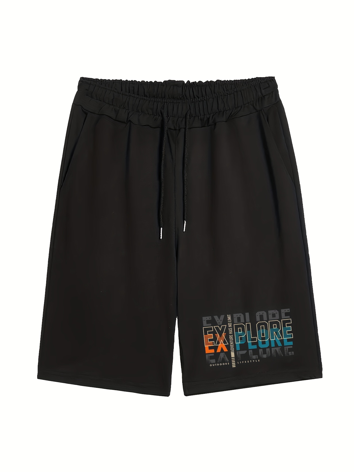 Men's Trendy Explore Print Shorts Athletic Slightly Stretch - Temu