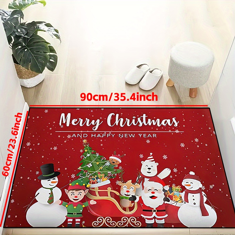 1pc Let It Snow Christmas Non-slip Floor Mat, Flannel Water Absorbent  Anti-skid Rug, Suitable For Doorway Bathroom Indoor/outdoor Holiday  Decoration