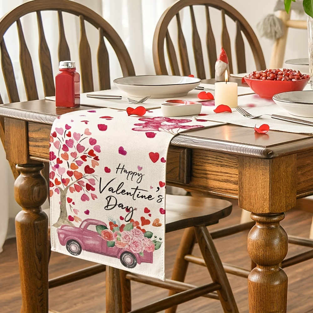 Table Runner Happy Valentines Table Runner Sweet Heart - Temu