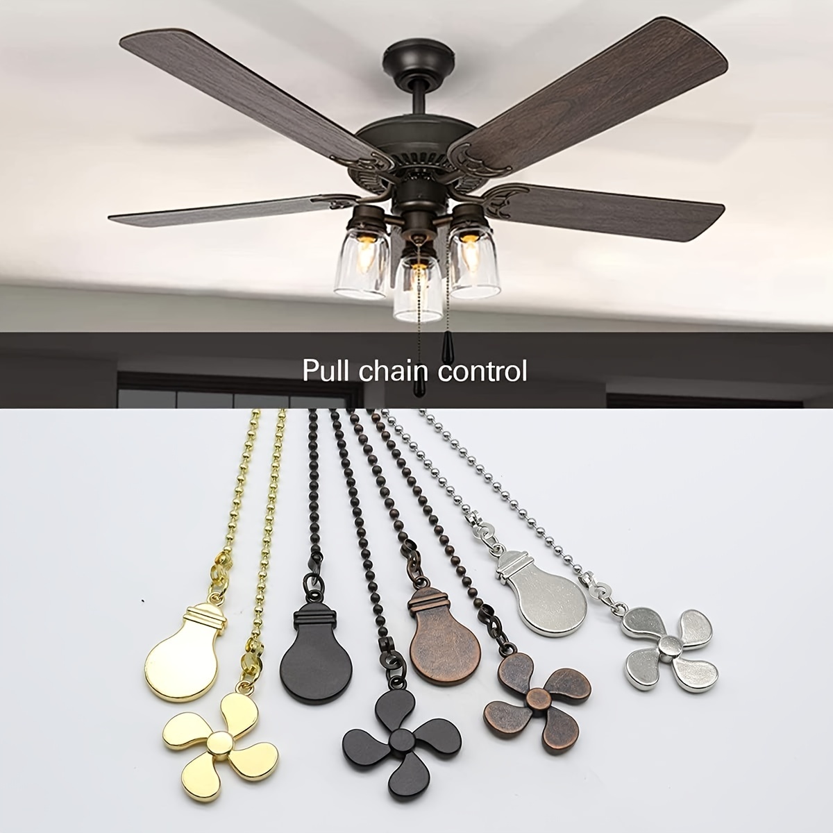 Ceiling Fan Pull Chain Bulb And Fan Pattern Pull Chain - Temu